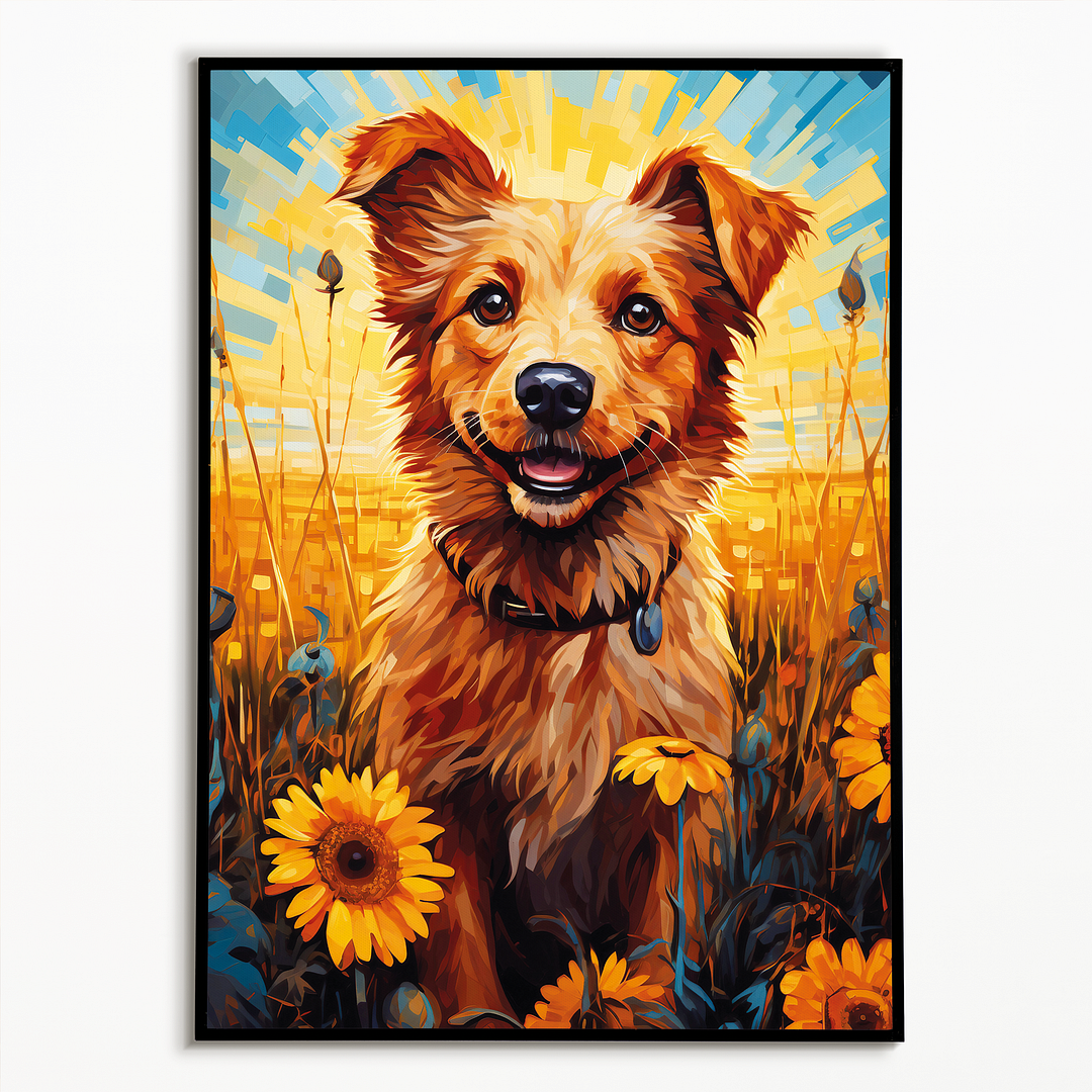 Puppy in a wheat field - Art Print