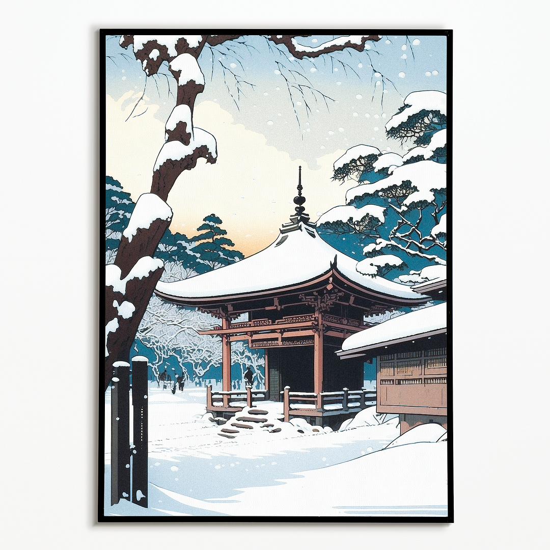 Japanese shrine in the snow - Art Print