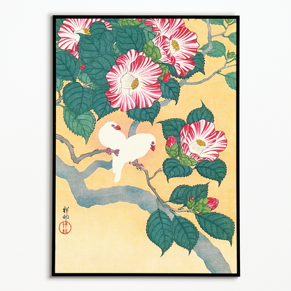 Camellia and Rice Birds By Ohara Koson - Art Print
