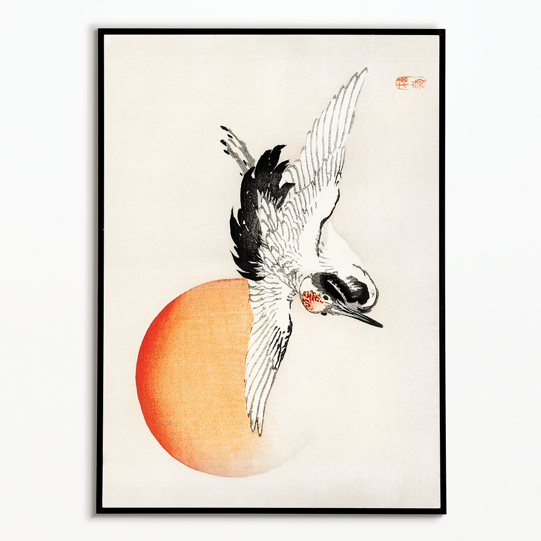 Flying crane by Kōno Bairei - Art Print