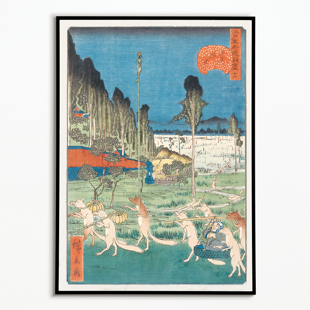 Fox-fires at Ôji By Utagawa Hiroshige - Art Print