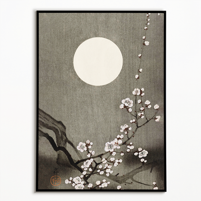 Blooming plum blossom at full moon by Ohara Koson - Art Print