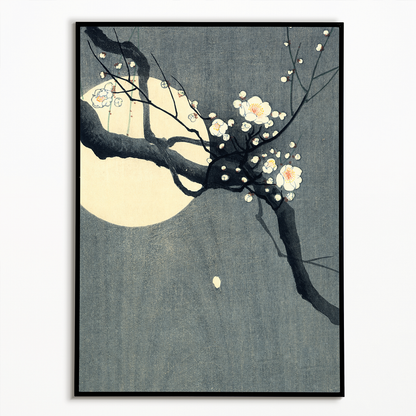 Plum Blossom and Full Moon by Ohara Koson - Art Print