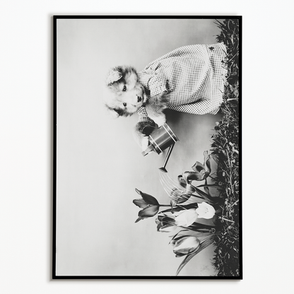 Dog watering plant - Art Print