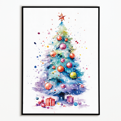 Colourful Christmas tree - Art Print