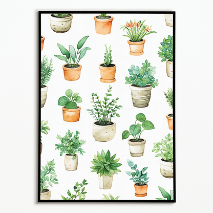 Potted plants pattern - Art Print