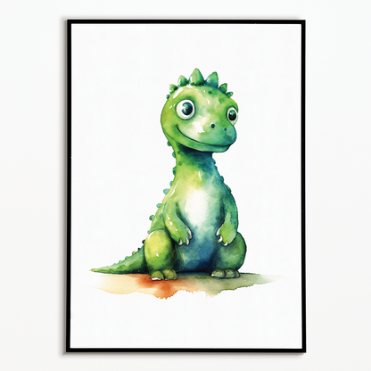 Little green dino - Art Print