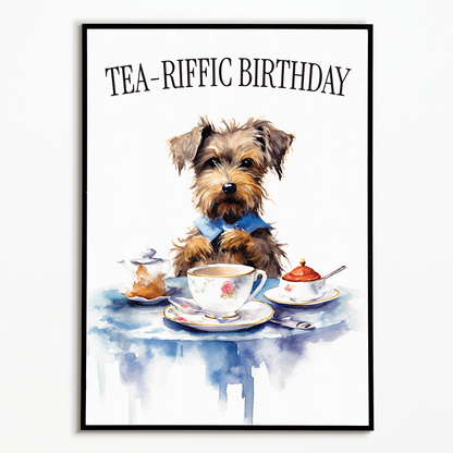 Tea-riffic birthday dog - Art Print