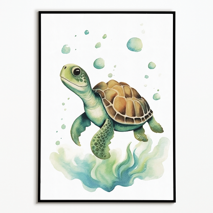 Turtle in the water - Art Print