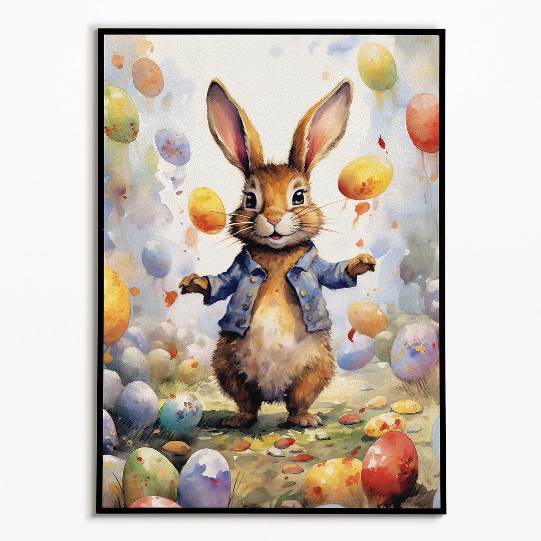 Easter bunny with his eggs - Art Print
