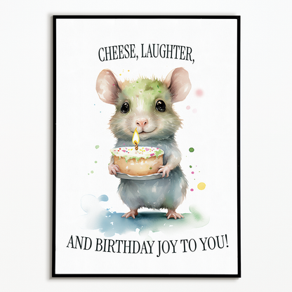 Little mouse with a birthday cake - Art Print