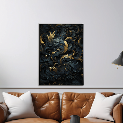 Black and gold art deco pattern - Art Print