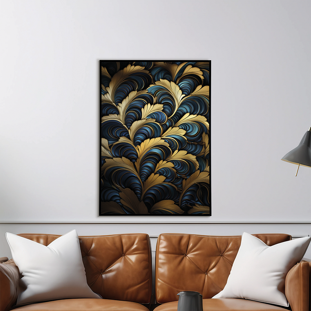 Blue and Gold pattern - Art Print