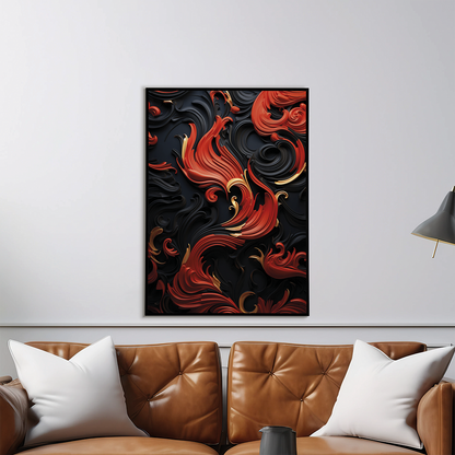 Red, Gold and black pattern - Art Print
