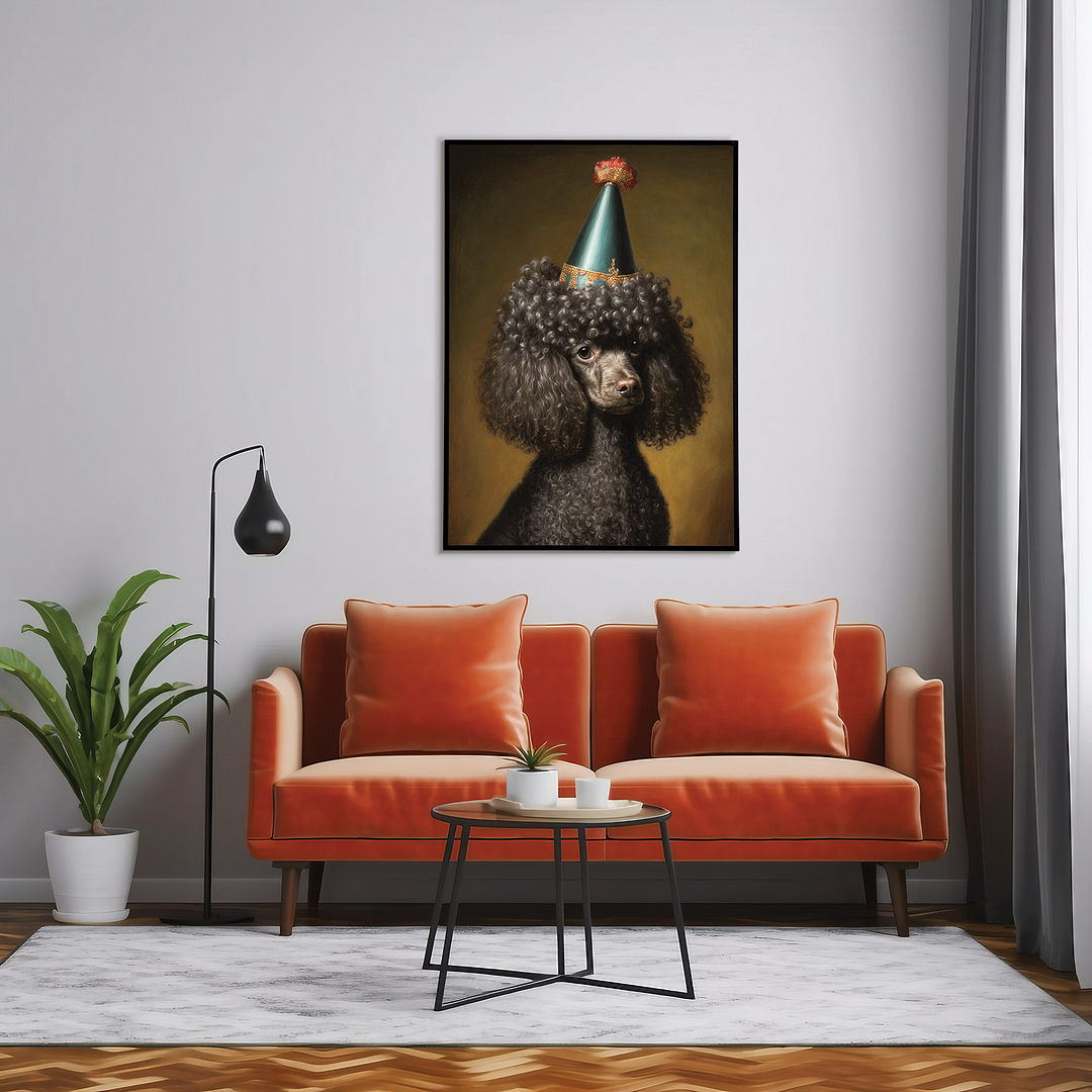Renaissance portrait of a Black Poodle - Art Print