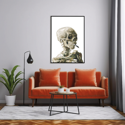 Head of a skeleton with a burning cigarette  By Vincent van Gogh Cutout - Art Print