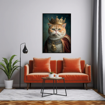 Renaissance painting of an Exotic Shorthair as a king - Art Print