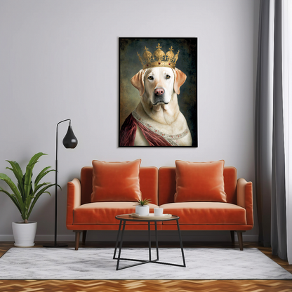Renaissance painting of a white Labrador as a queen - Art Print