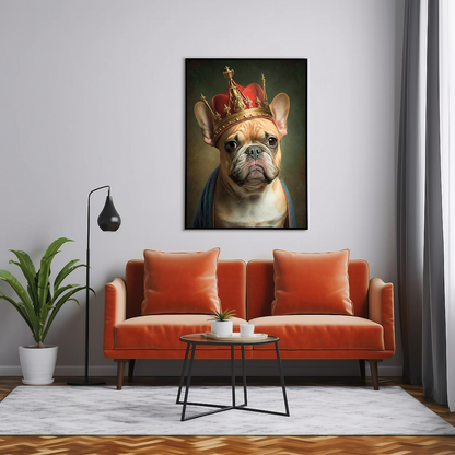 Renaissance painting of a french bulldog as a king - Art Print
