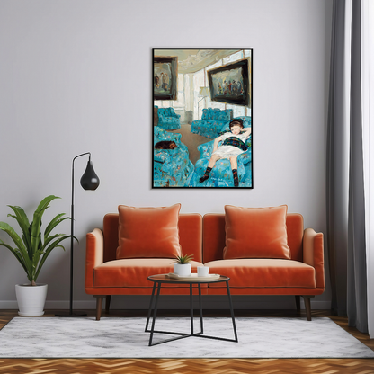 Little Girl in a Blue Armchair by Mary Cassatt - Art Print