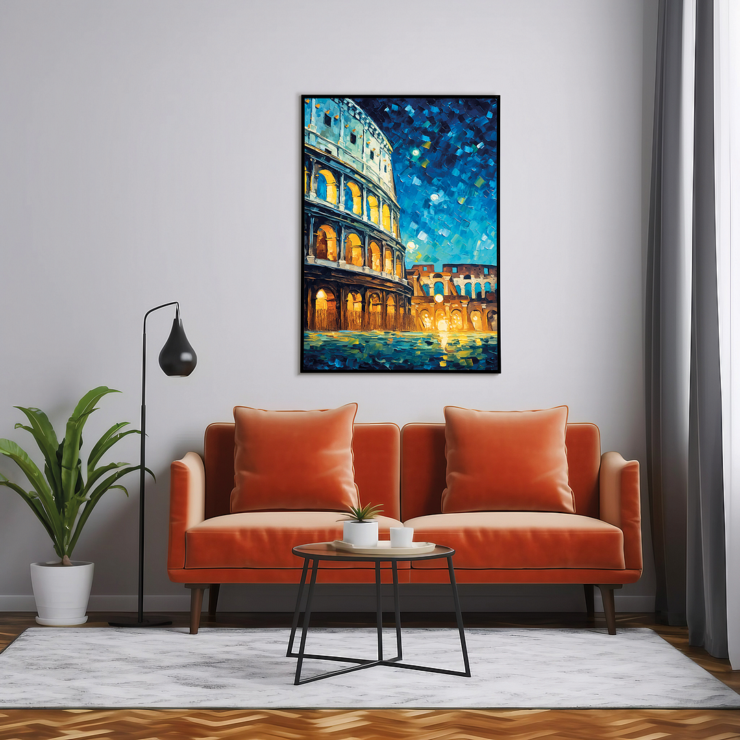 The Colosseum at night in Van Gogh style - Art Print