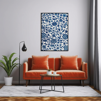Blue flower pattern by Owen Jones - Art Print