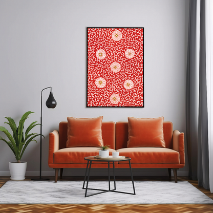Red floral pattern - Art Print