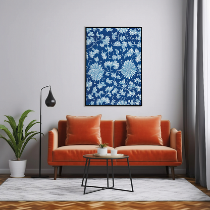 Blue flower pattern II - Art Print