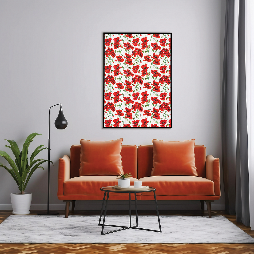 Red poppy design - Art Print