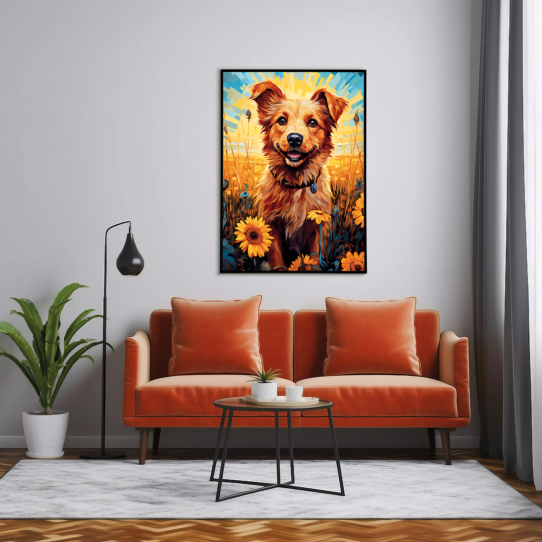 Puppy in a wheat field - Art Print