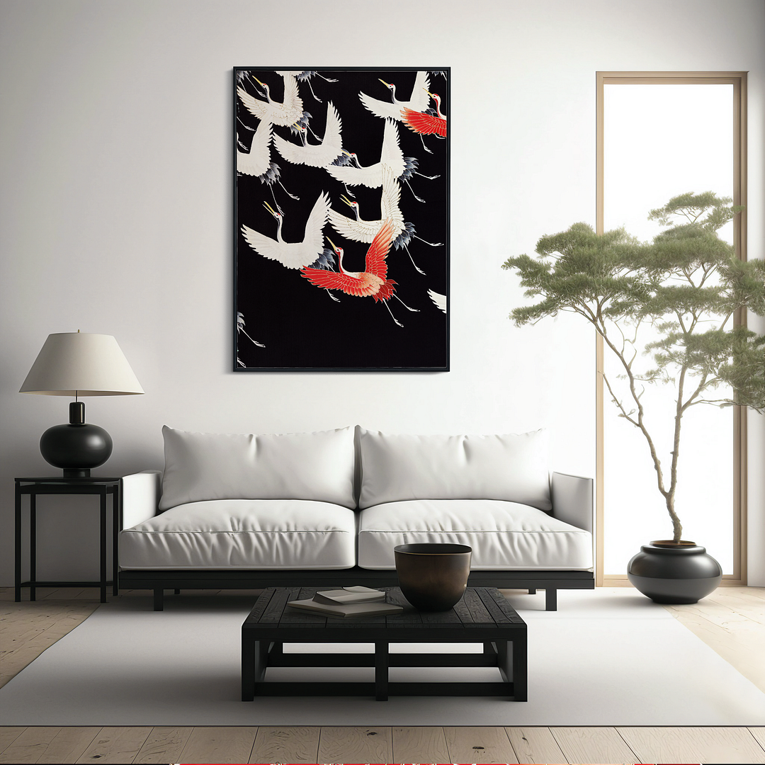 Furisode with a Myriad of Flying Cranes - Art Print