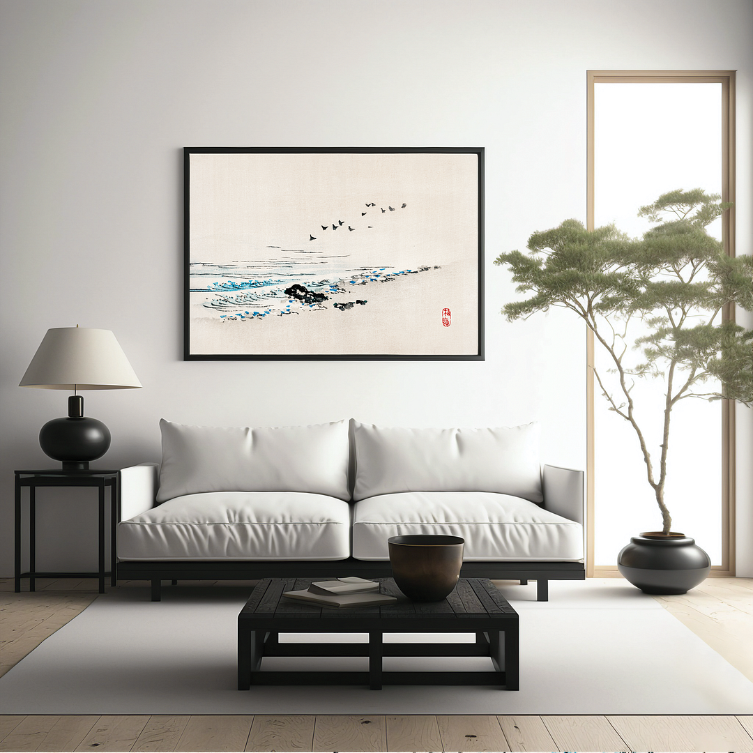 Beach scenery by Kōno Bairei - Art Print