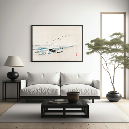 Beach scenery by Kōno Bairei - Art Print