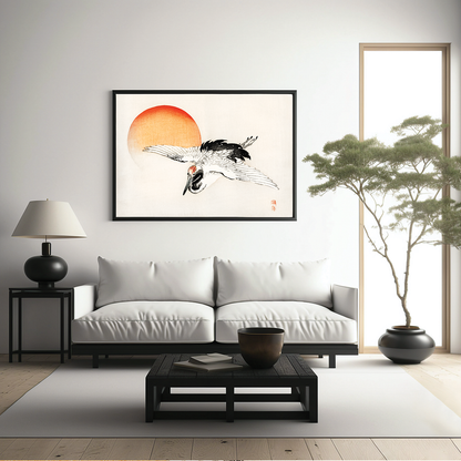 Flying crane by Kōno Bairei - Art Print