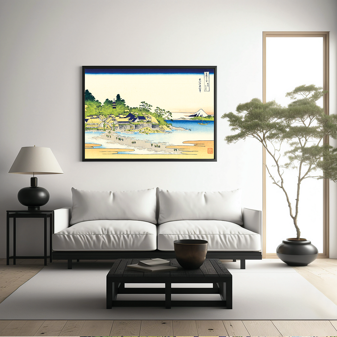 Enoshima in the Sagami province by Katsushika Hokusai - Art Print