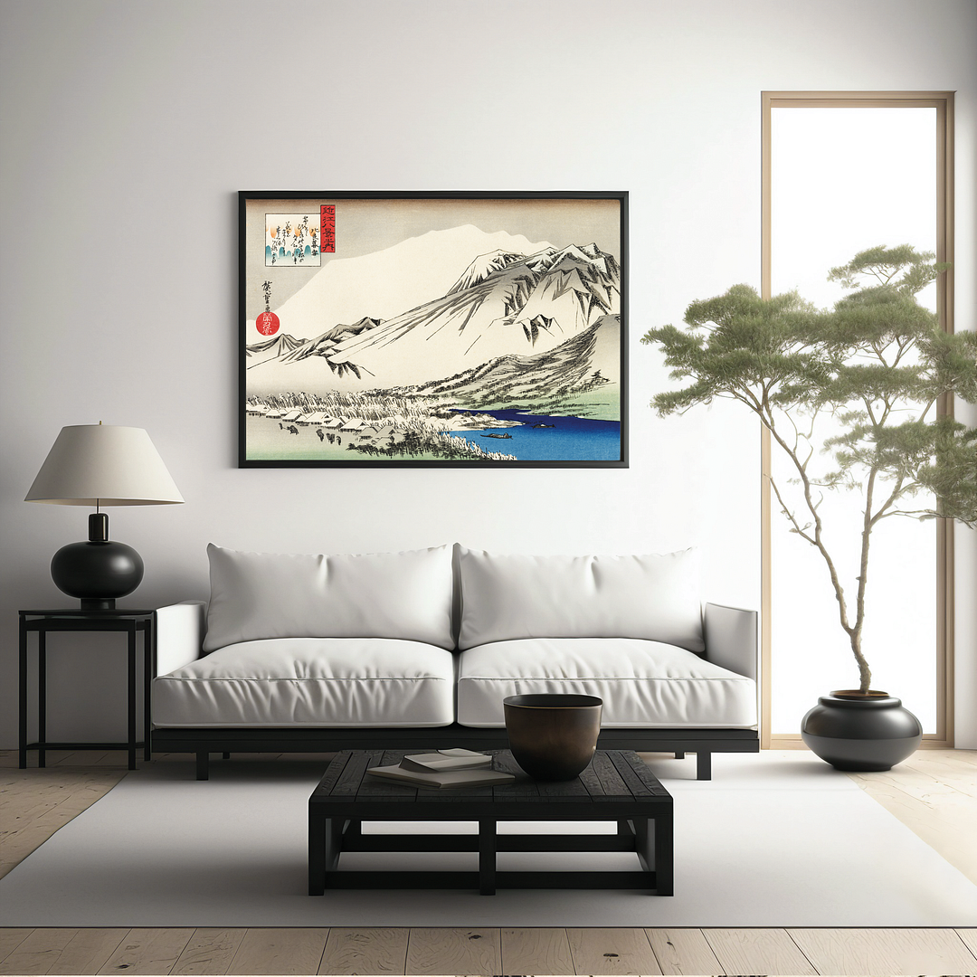 Evening Snow on Hira, Lake Biwa By Hiroshige - Art Print