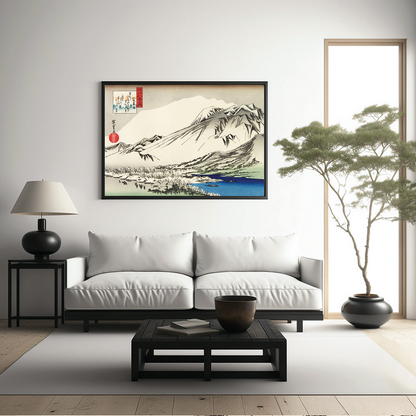 Evening Snow on Hira, Lake Biwa By Hiroshige - Art Print