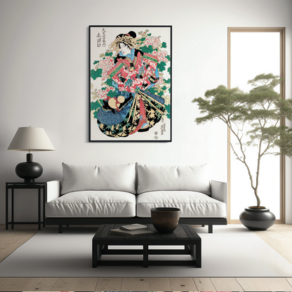 Japanese woman by Keisai Eisen - Art Print
