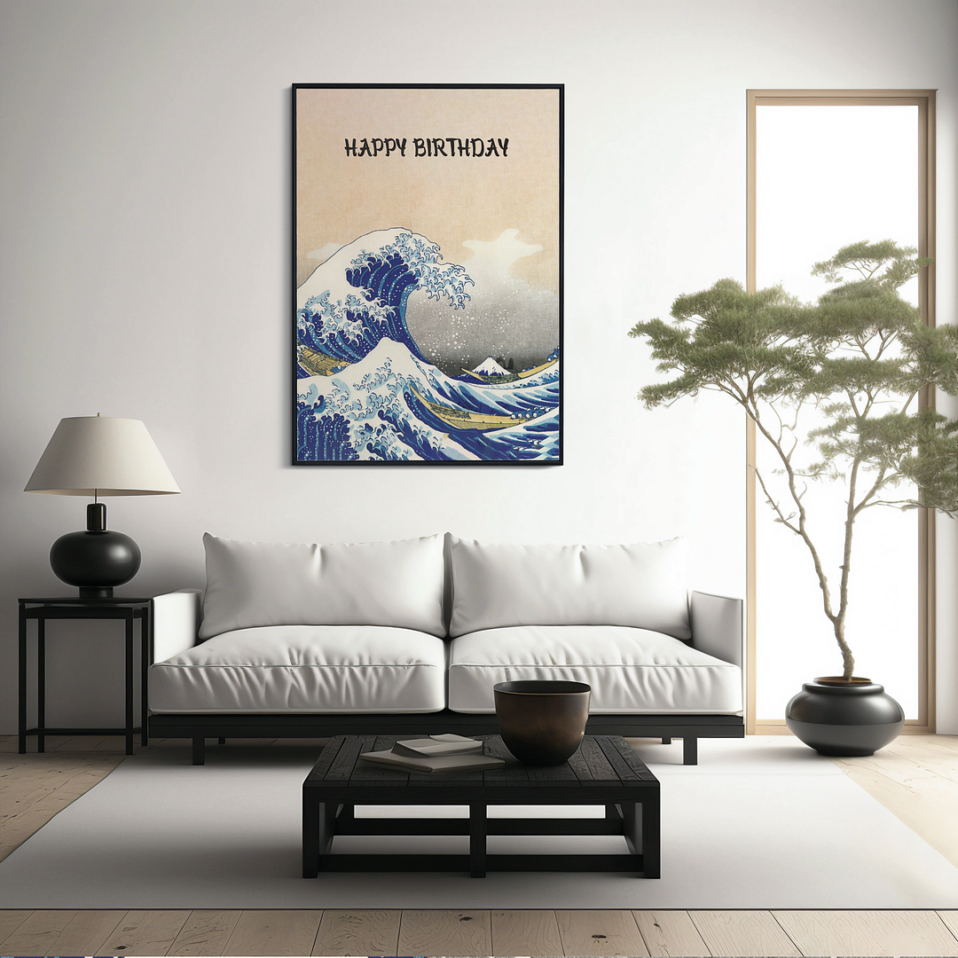 The Great Wave at Kanagawa (Happy Birthday) - Art Print