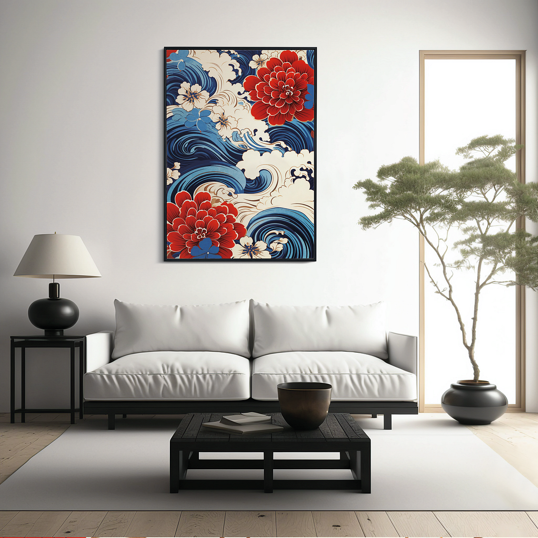 Wavy flower pattern - Art Print