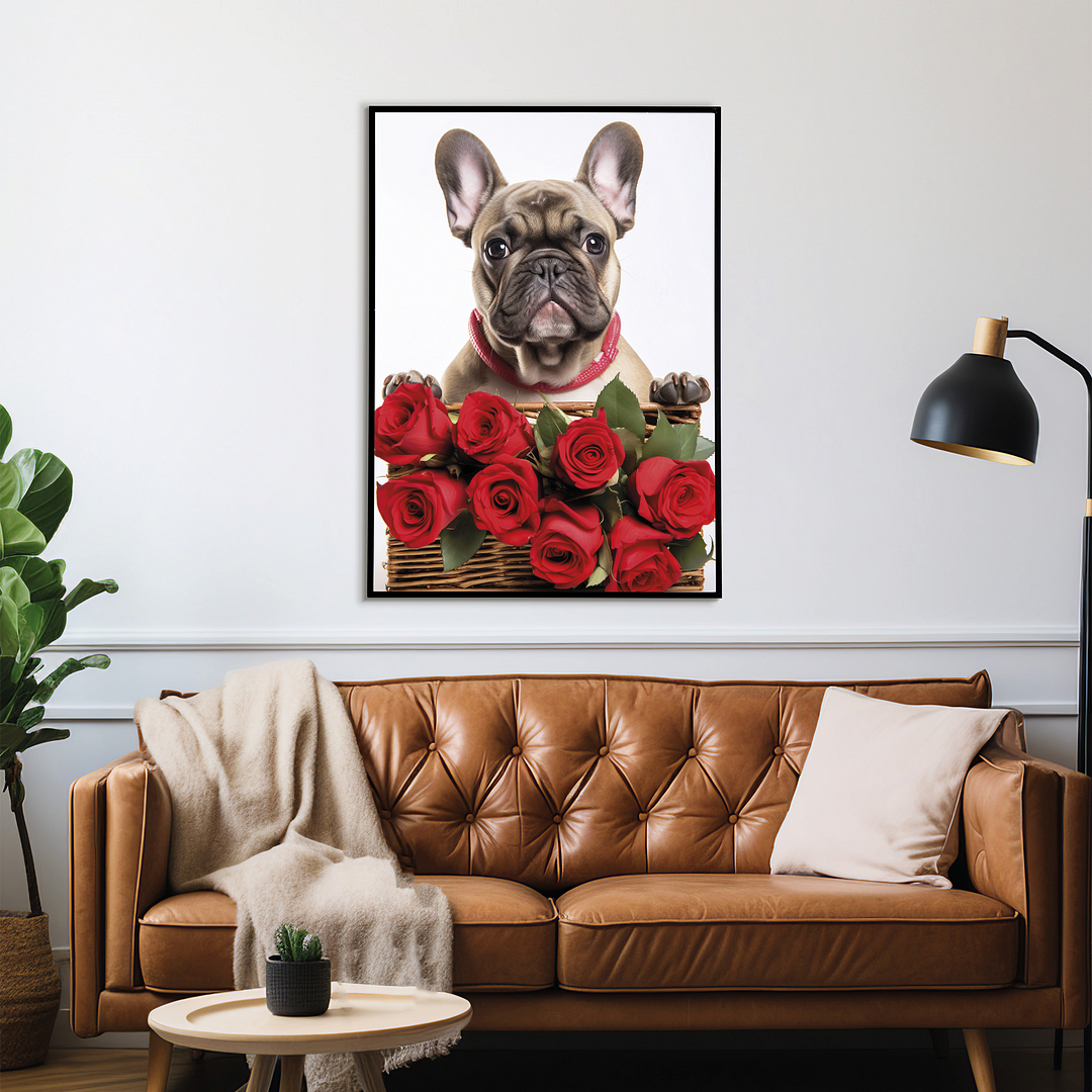 Frenchy bringing roses - Art Print