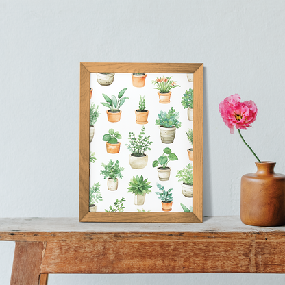 Potted plants pattern - Art Print