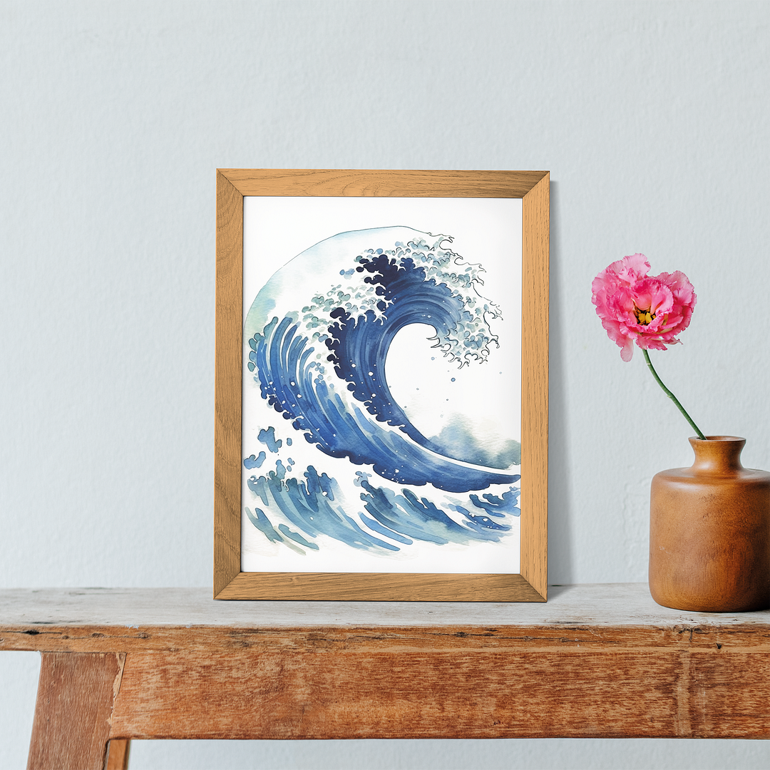 Great wave watercolour style  - Art Print