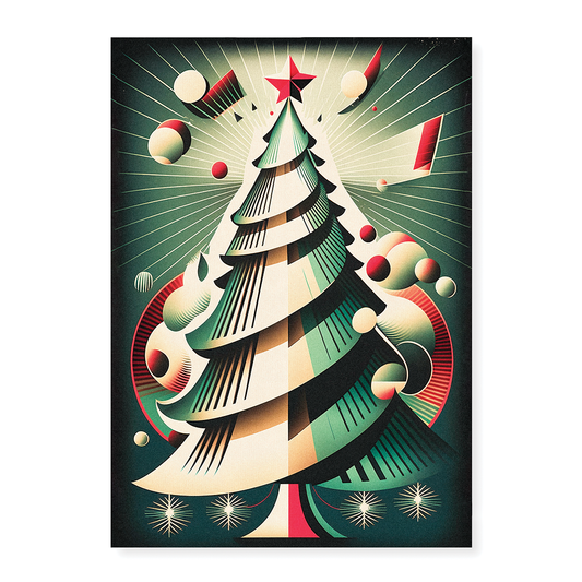Red and green Christmas tree - Art Print