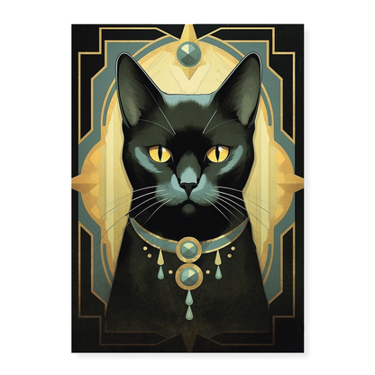 Elegant black cat I - Art Print