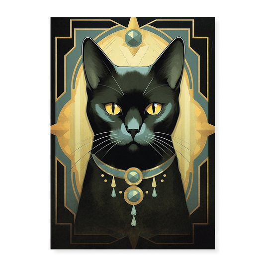 Elegant black cat I - Art Print
