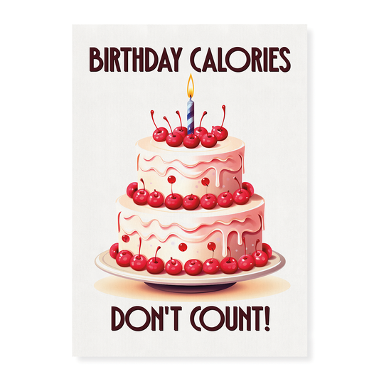 Birthday calories don't count! Pink Cake (Art Deco) - Art Print