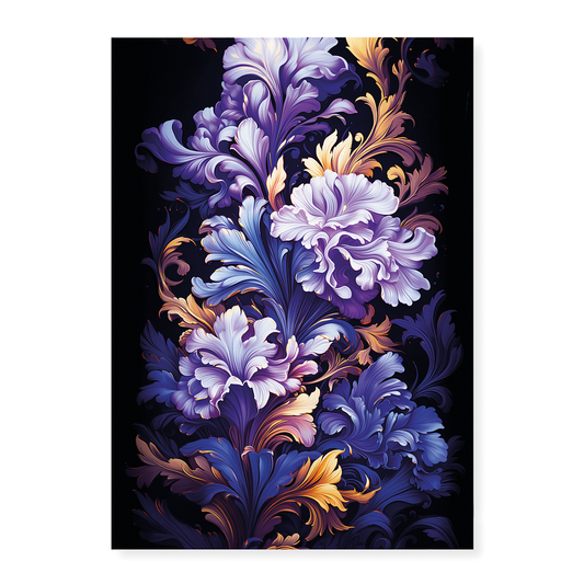 Purple flower art deco pattern - Art Print