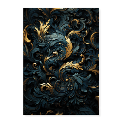 Black and gold art deco pattern - Art Print