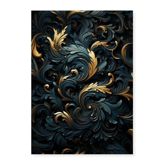 Black and gold art deco pattern - Art Print